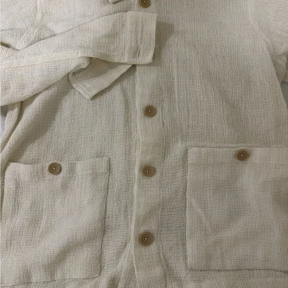 ZARA Textured Cream Button-Up Jacket - Picture 6 of 9
